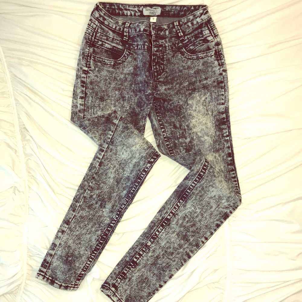 High-Waisted Acid Wash Jeans